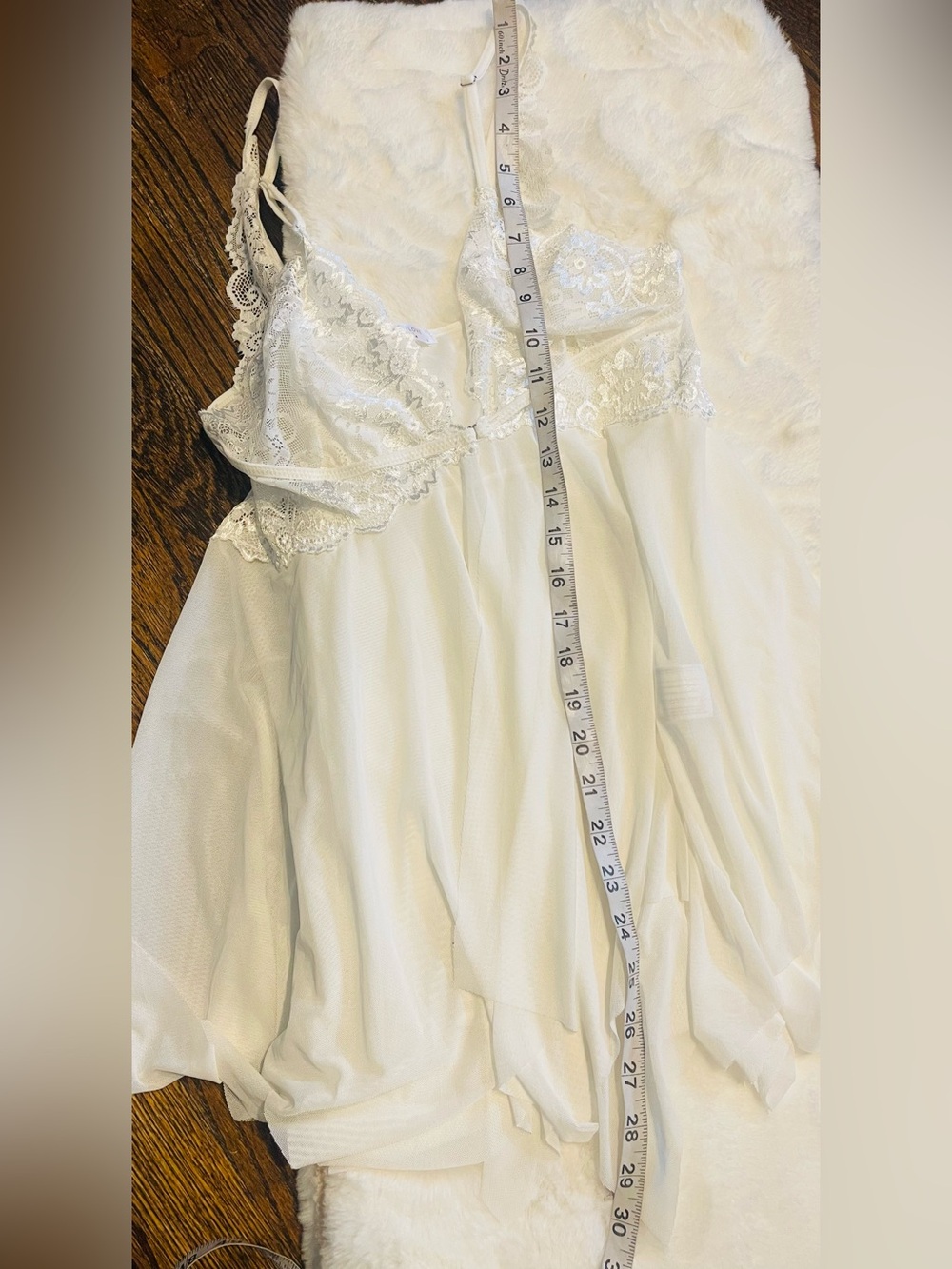 Sheer Lace Babydoll Chemise in White - Delicate Nightwear size L - Picture 8 of 13